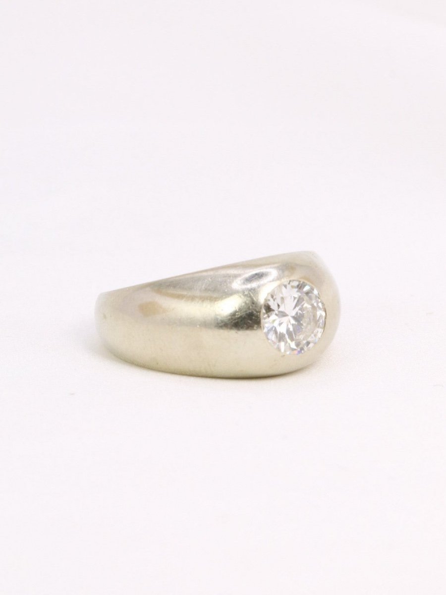 Bague Jonc Or Blanc Diamant 1,05 Carat-photo-3