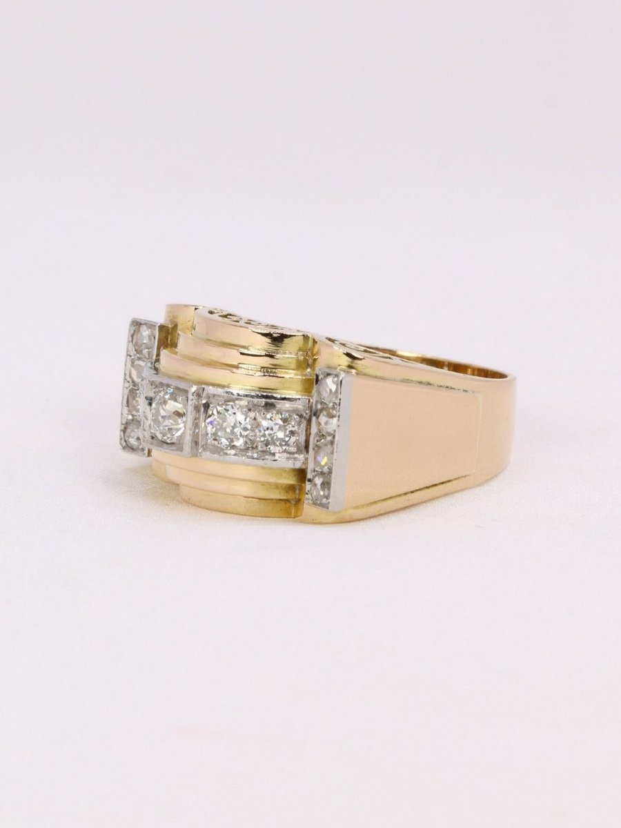 Bague Tank Or Jaune Diamants-photo-3