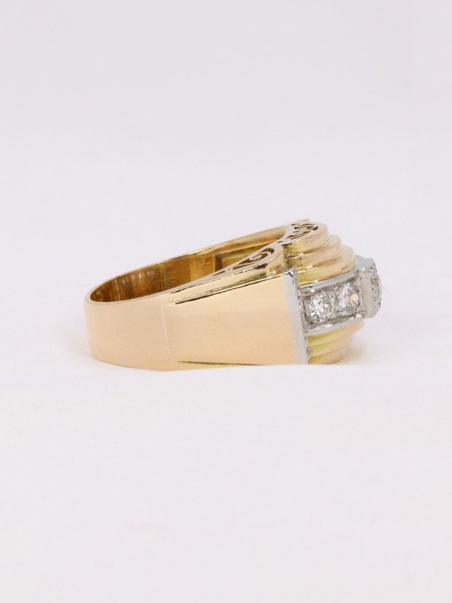 Bague Tank Or Jaune Diamants-photo-2