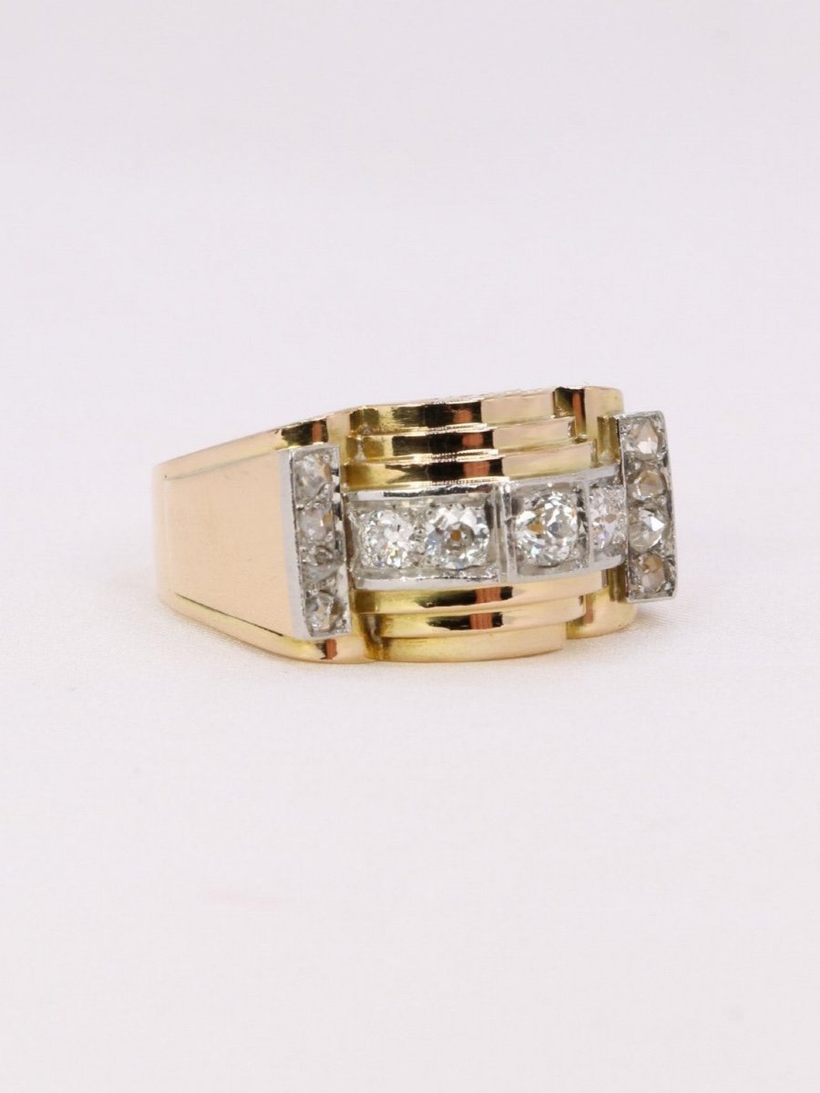 Bague Tank Or Jaune Diamants-photo-3