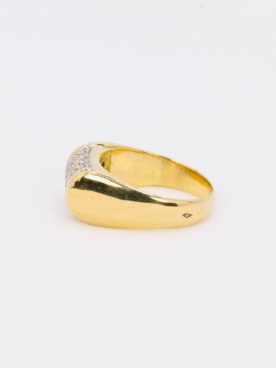 Yellow Gold Signet Ring With Diamonds 0.4 Ct-photo-1