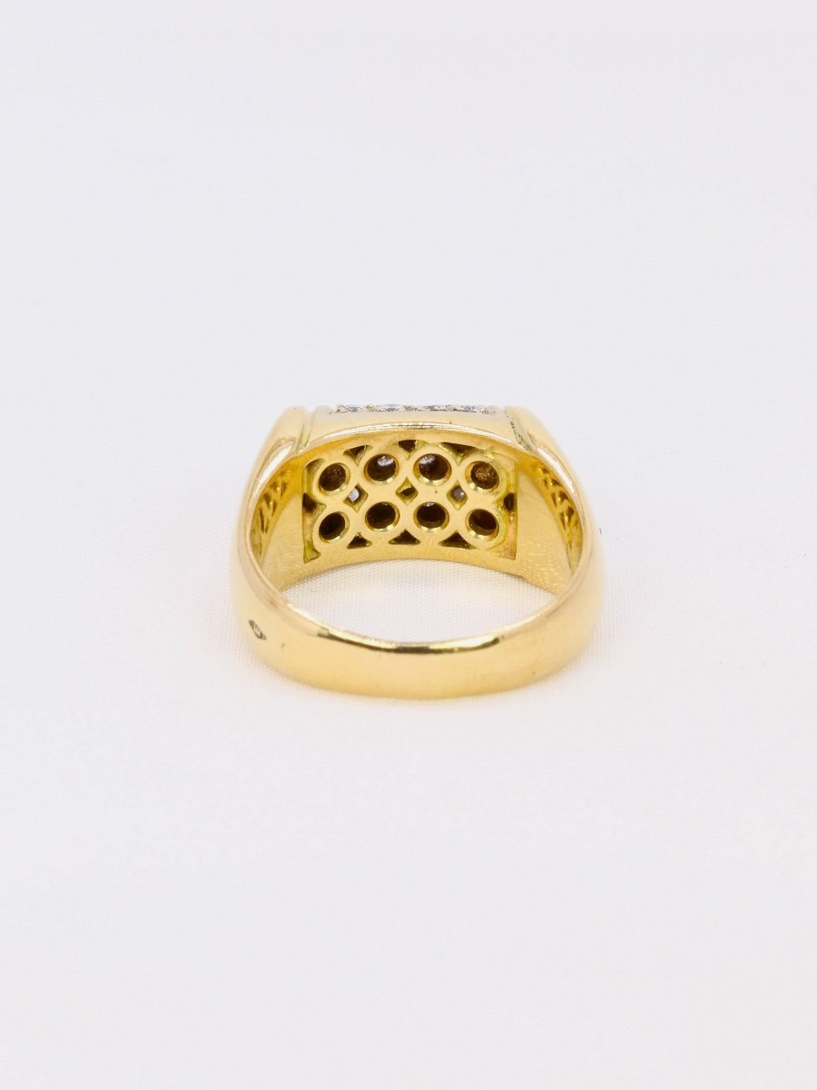 Yellow Gold Signet Ring With Diamonds 0.4 Ct-photo-2