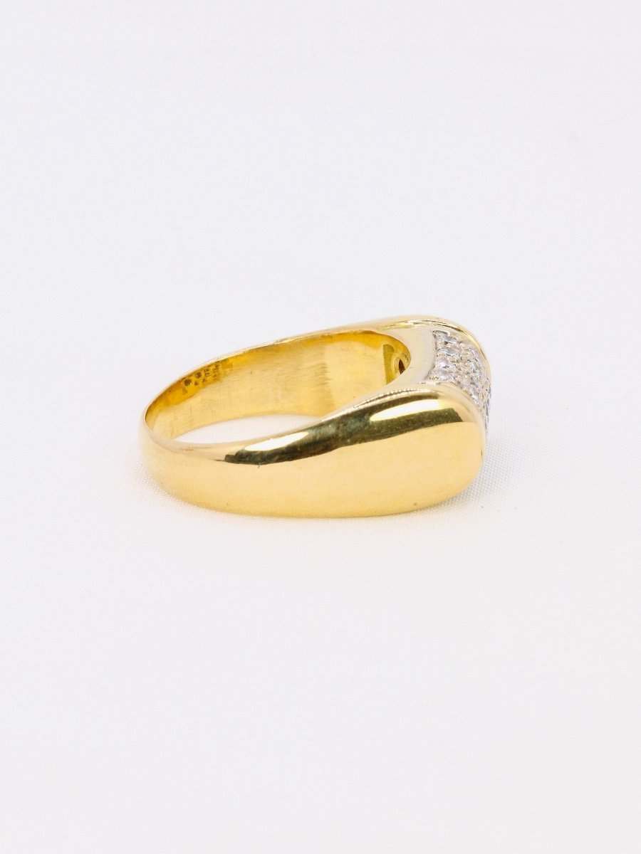 Yellow Gold Signet Ring With Diamonds 0.4 Ct-photo-3