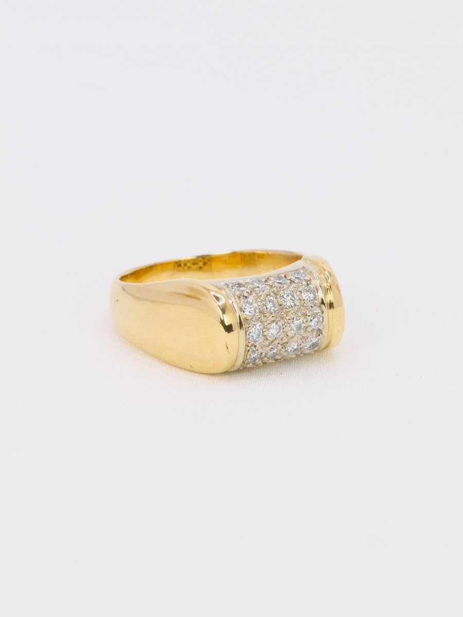 Yellow Gold Signet Ring With Diamonds 0.4 Ct-photo-4