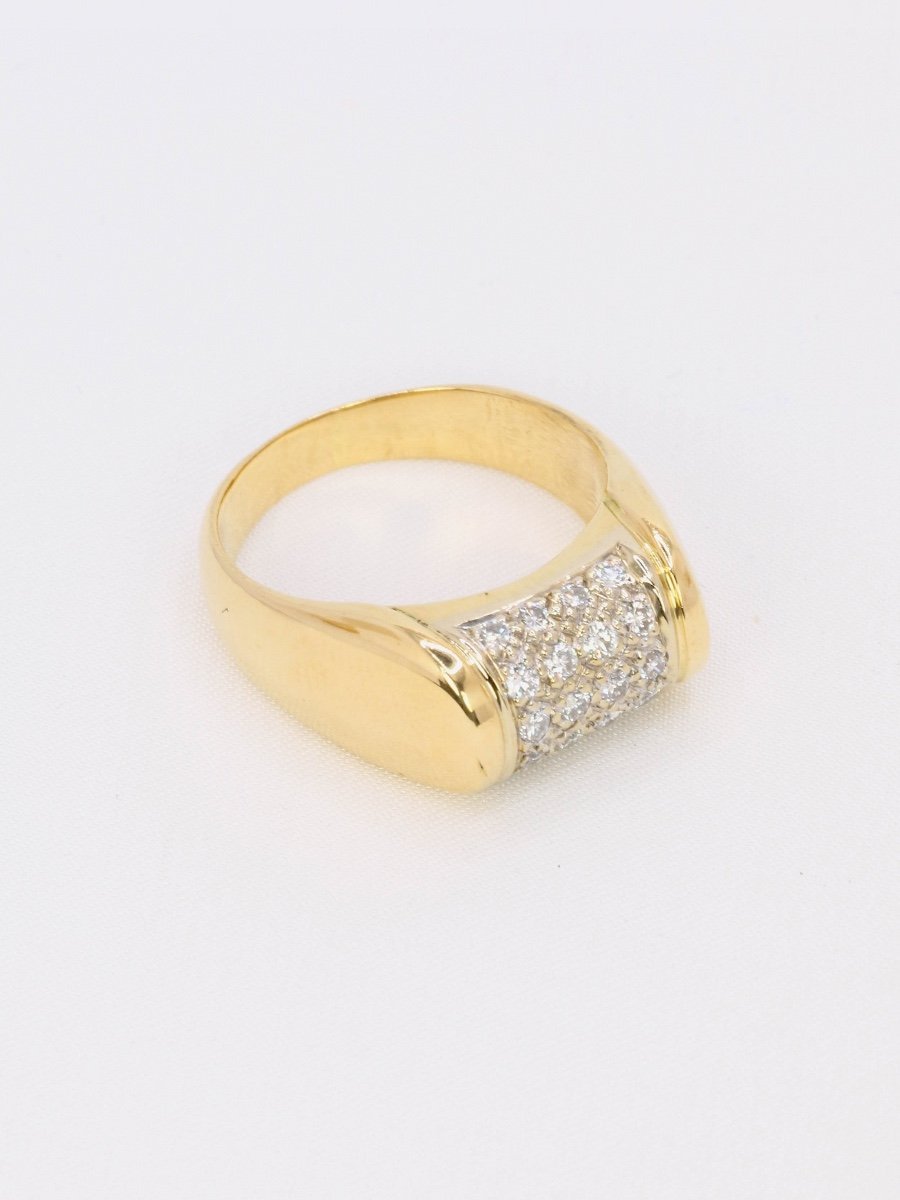 Yellow Gold Signet Ring With Diamonds 0.4 Ct-photo-5