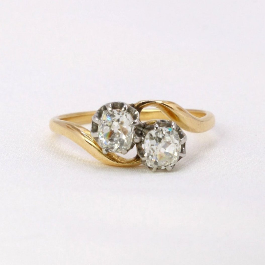 You And Me Ring Yellow Gold Diamonds 1 Ct