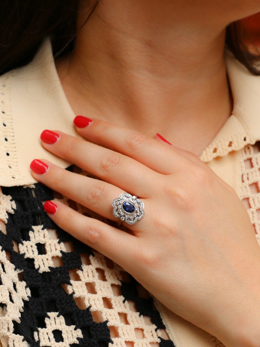 Art Deco Sapphire Diamond Ring-photo-2