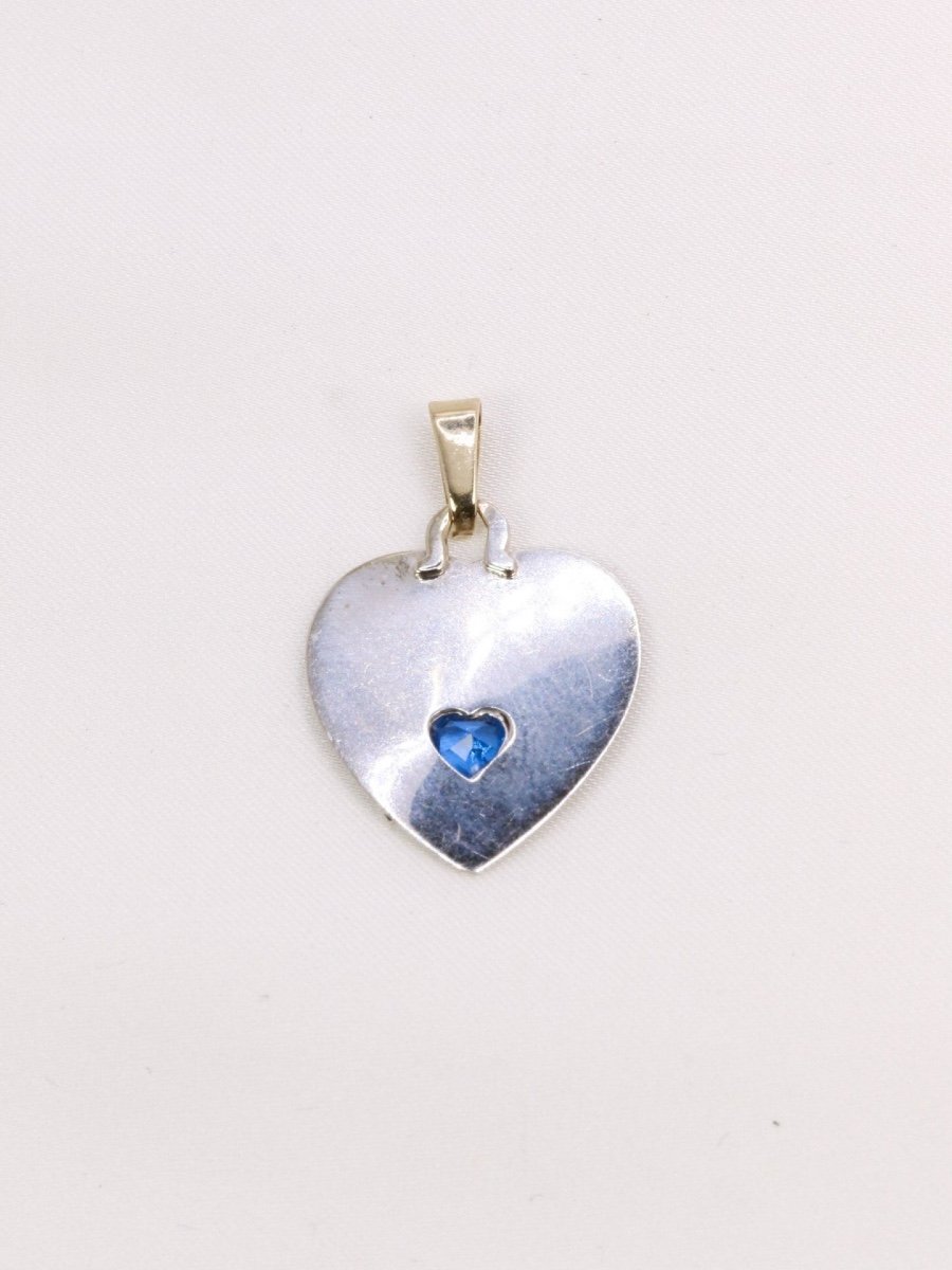 Heart Pendant "it Beats For You" White Gold Sapphire-photo-4