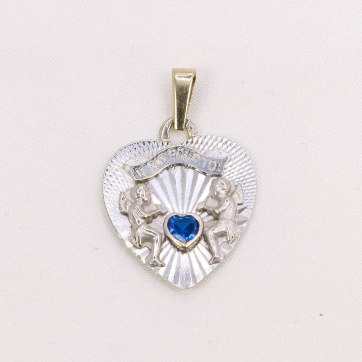 Heart Pendant "it Beats For You" White Gold Sapphire