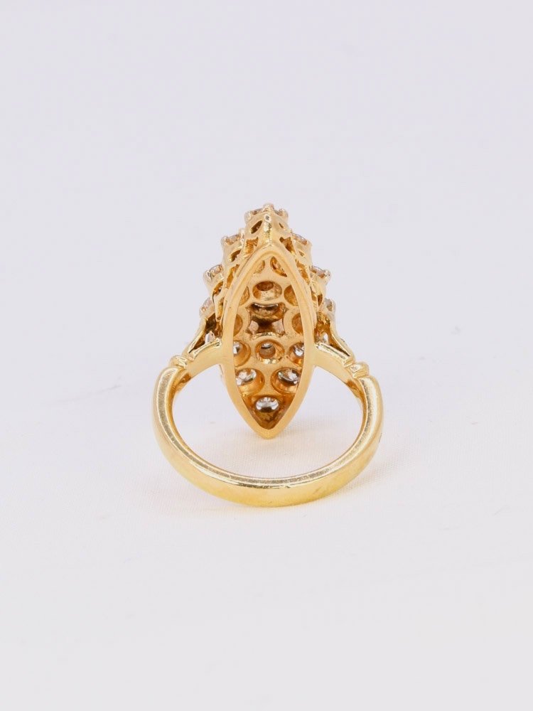 Vintage Marquise Ring Yellow Gold Diamonds 2.5 Ct-photo-1