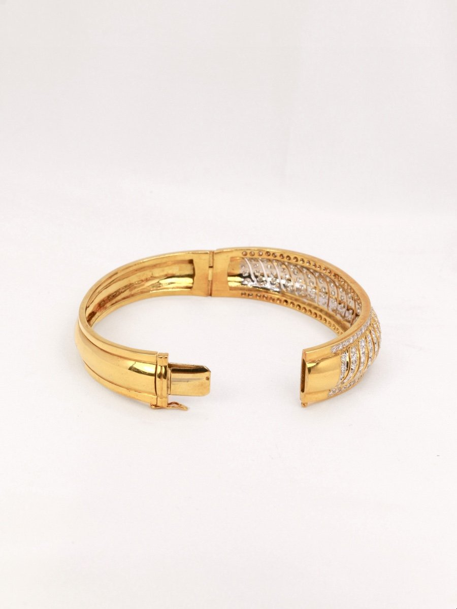 Bracelet Jonc Or Jaune Diamants 5 Ct-photo-6