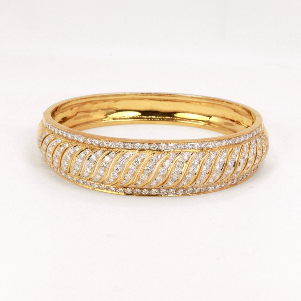 Bracelet Jonc Or Jaune Diamants 5 Ct