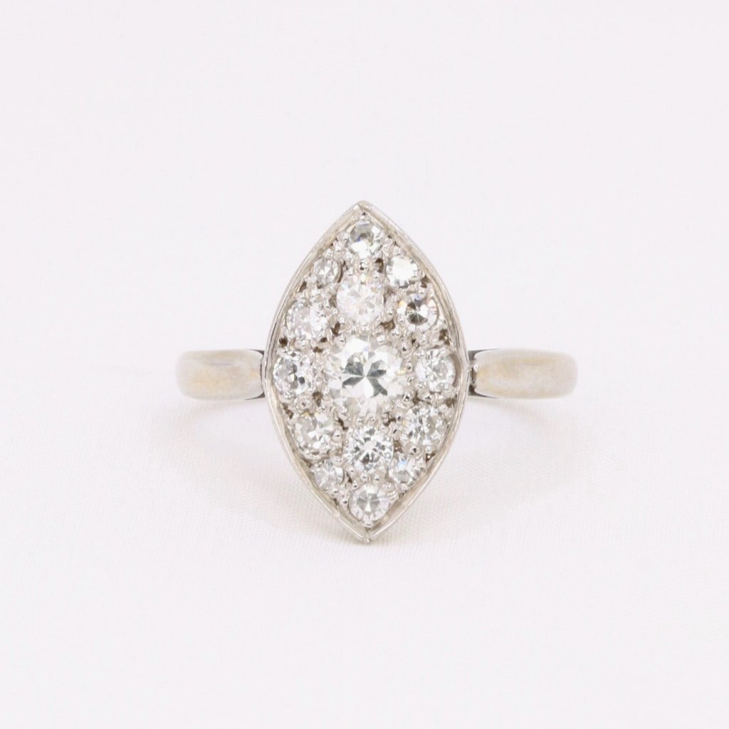 Marquise Ring White Gold Diamonds 1 Ct