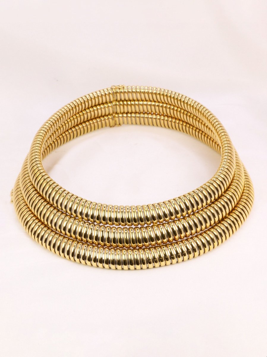 Cartier Vintage Tubogas Yellow Gold Necklace Africa Model-photo-3