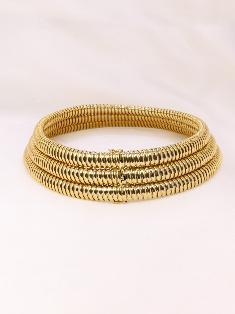 Cartier Vintage Tubogas Yellow Gold Necklace Africa Model-photo-2