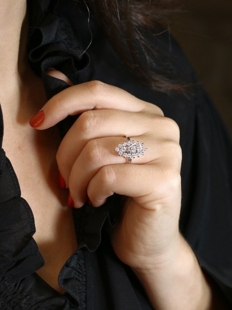 Bague Marquise Or Blanc Diamants-photo-2