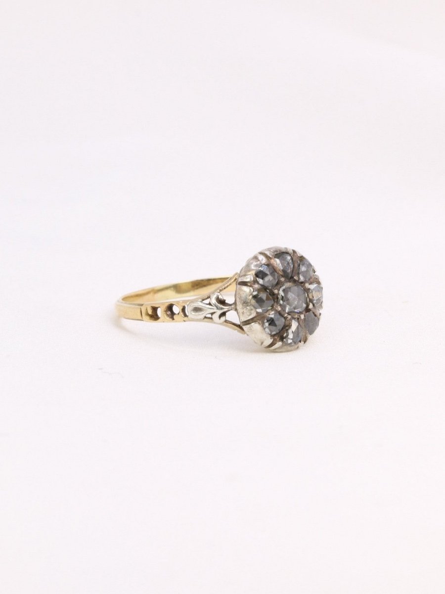 Bague Marguerite Ancienne Diamants Taille Rose-photo-3