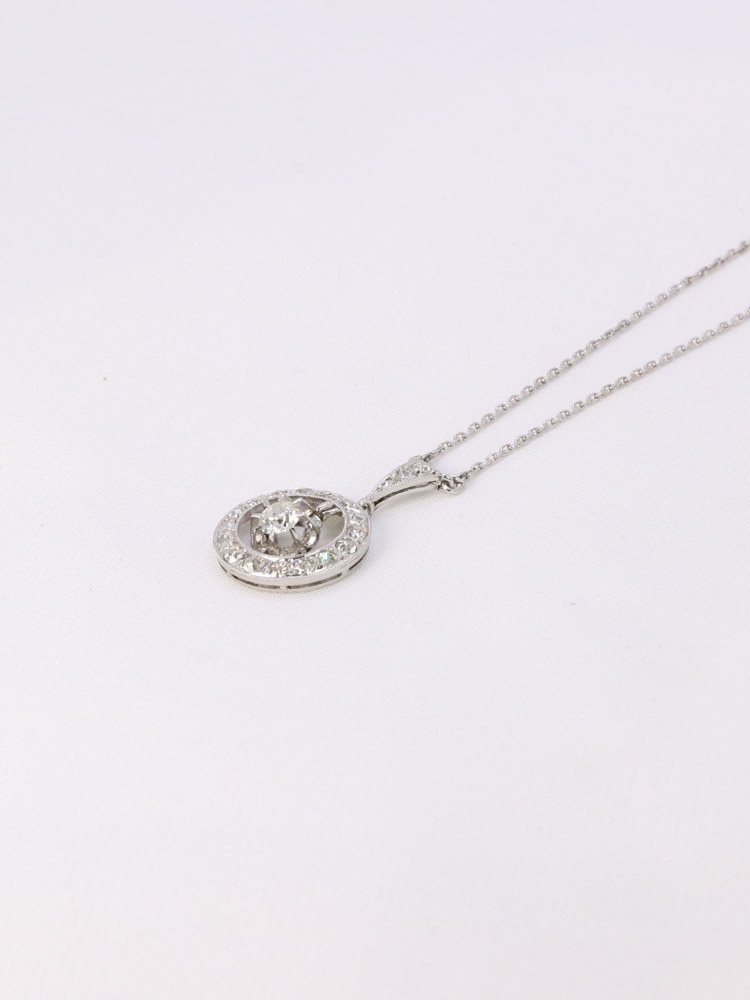 Art Deco Necklace White Gold Platinum Diamonds-photo-1