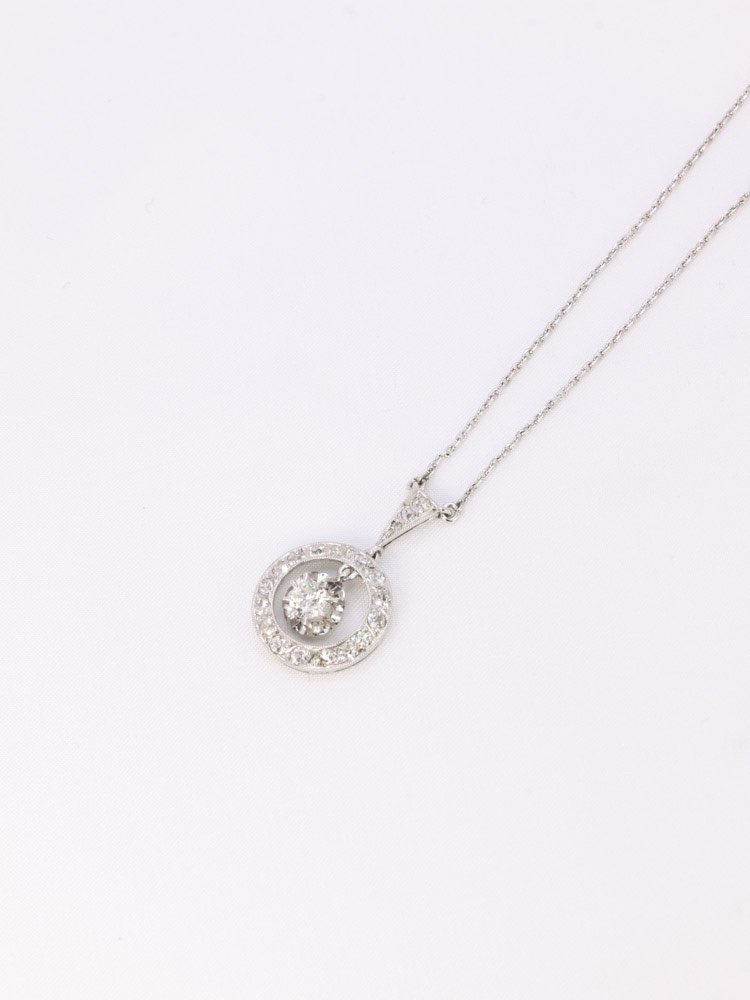 Art Deco Necklace White Gold Platinum Diamonds-photo-1