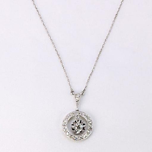 Art Deco Necklace White Gold Platinum Diamonds