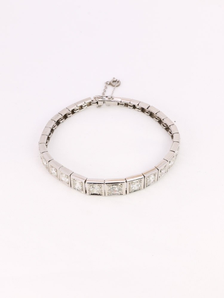 Art Deco Platinum Bracelet Diamonds 3.5 Ct-photo-2