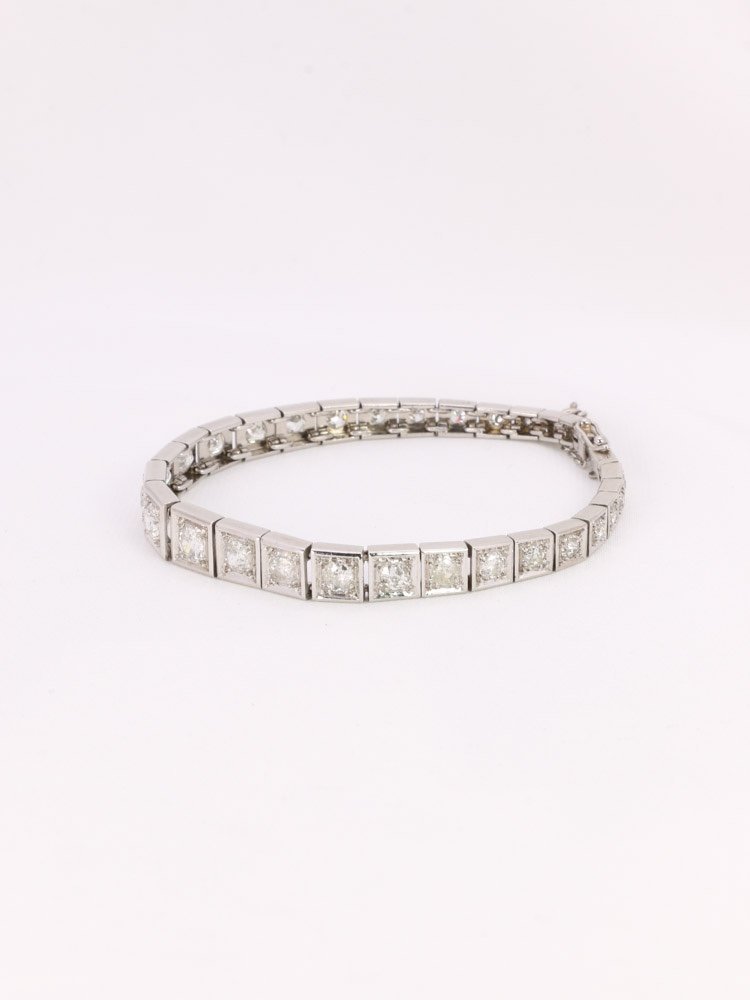 Art Deco Platinum Bracelet Diamonds 3.5 Ct-photo-3