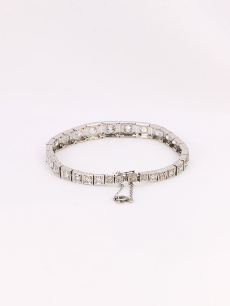 Art Deco Platinum Bracelet Diamonds 3.5 Ct-photo-4