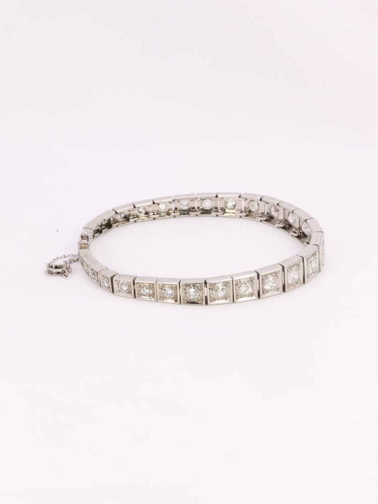 Art Deco Platinum Bracelet Diamonds 3.5 Ct-photo-5