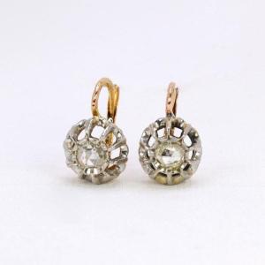 Antique Rose Cut Diamond Sleeper Earrings