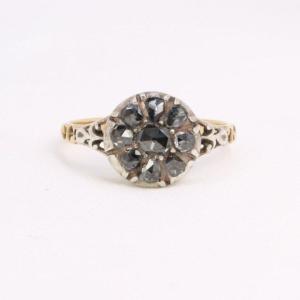 Antique Daisy Ring With Rose Cut Diamonds