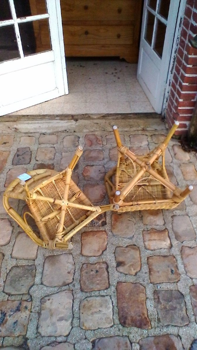 Deux Petits Fauteuils En Osier Pour Enfants -photo-3