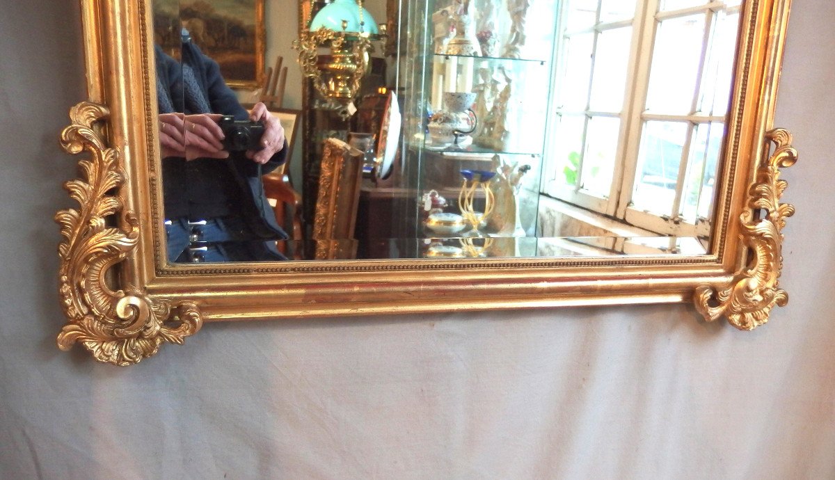 Louis XV Style Mirror With Rocailles Gilded With Gold-photo-3