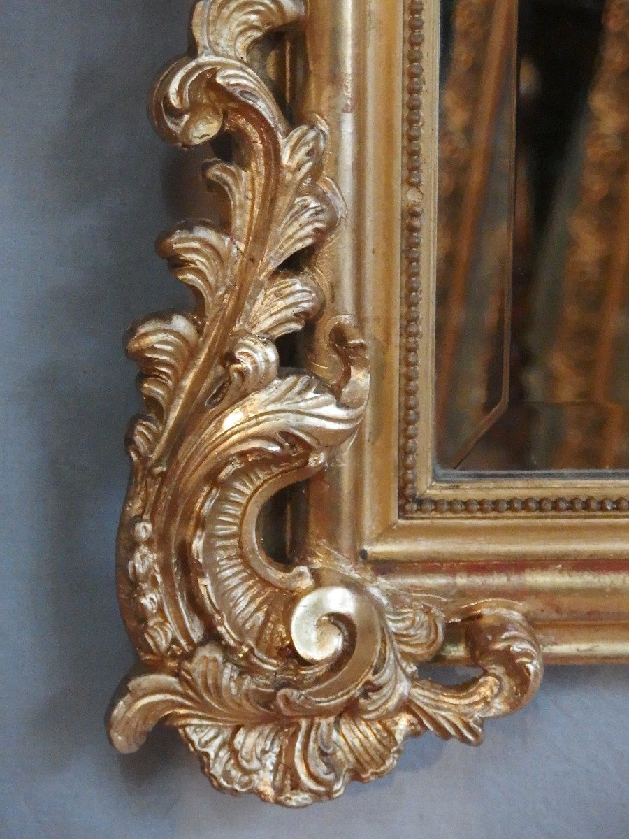 Louis XV Style Mirror With Rocailles Gilded With Gold-photo-4
