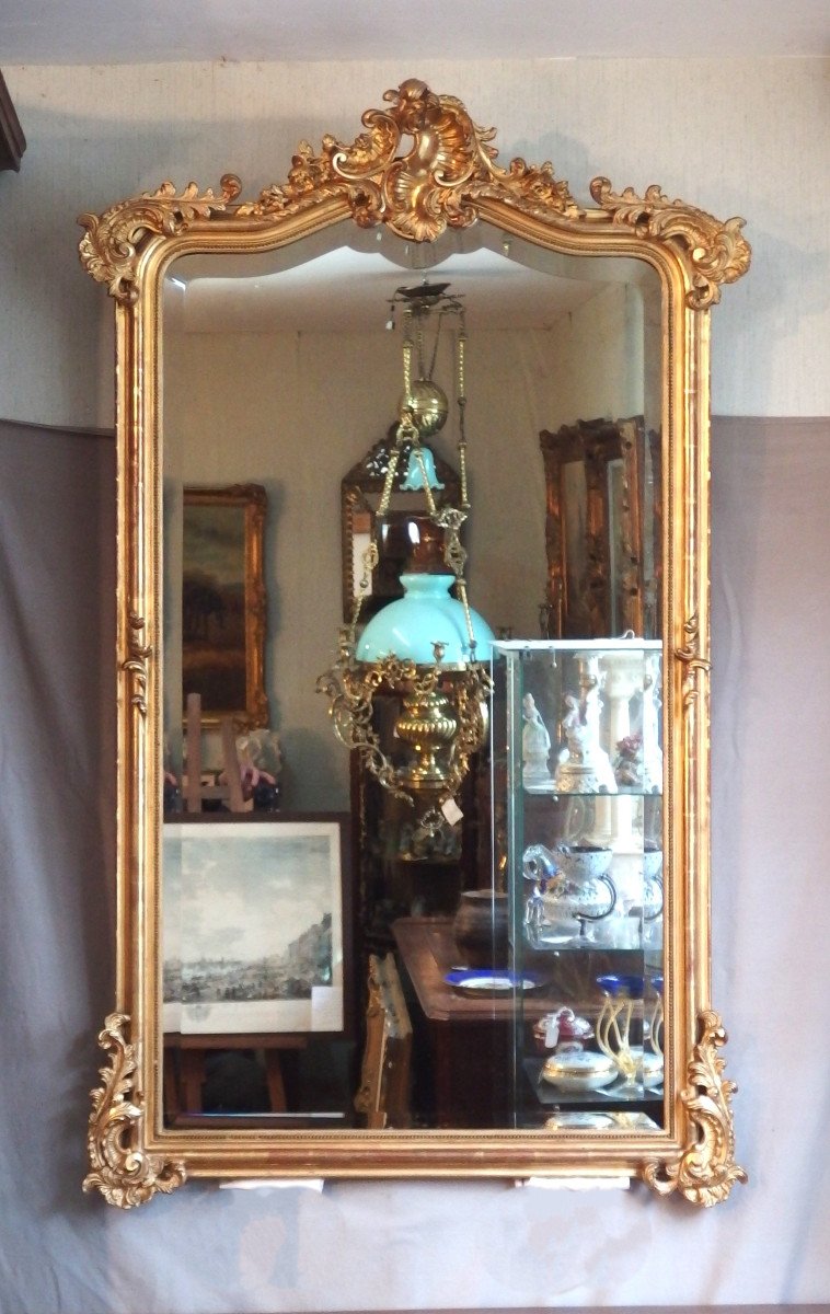 Louis XV Style Mirror With Rocailles Gilded With Gold