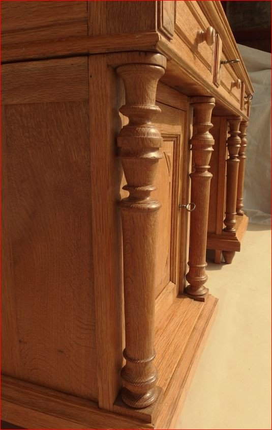 Large Double Sided Desk In Blond Oak.-photo-7