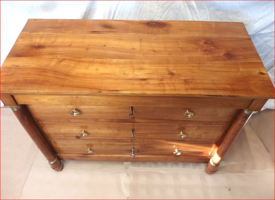 Empire Style Cherry Wood Chest Of Drawers With Detached Columns-photo-3