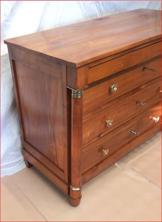 Empire Style Cherry Wood Chest Of Drawers With Detached Columns-photo-4