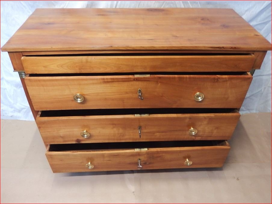 Empire Style Cherry Wood Chest Of Drawers With Detached Columns-photo-1