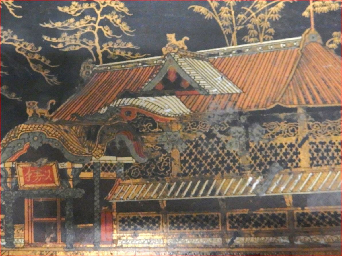 Boiled Cardboard Tray Depicting A Japanese Hunting Scene.-photo-2