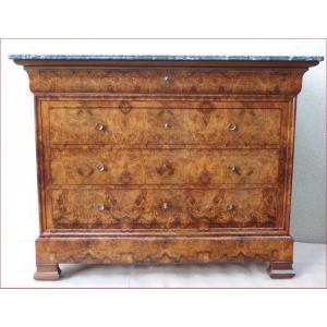 Louis Philippe Chest Of Drawers In Burr Walnut, 19th Century.