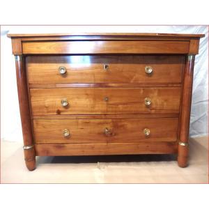 Empire Style Cherry Wood Chest Of Drawers With Detached Columns