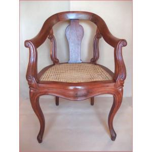 Louis XV Style Solid Mahogany Office Chair.