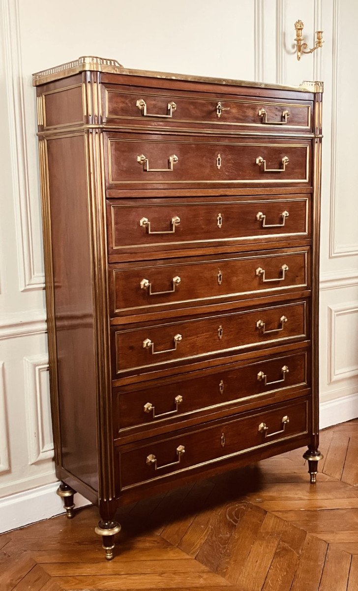 Chest Of 7 Drawers In Mahogany, 18th Century-photo-2