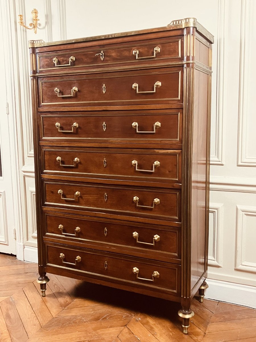 Chest Of 7 Drawers In Mahogany, 18th Century-photo-3