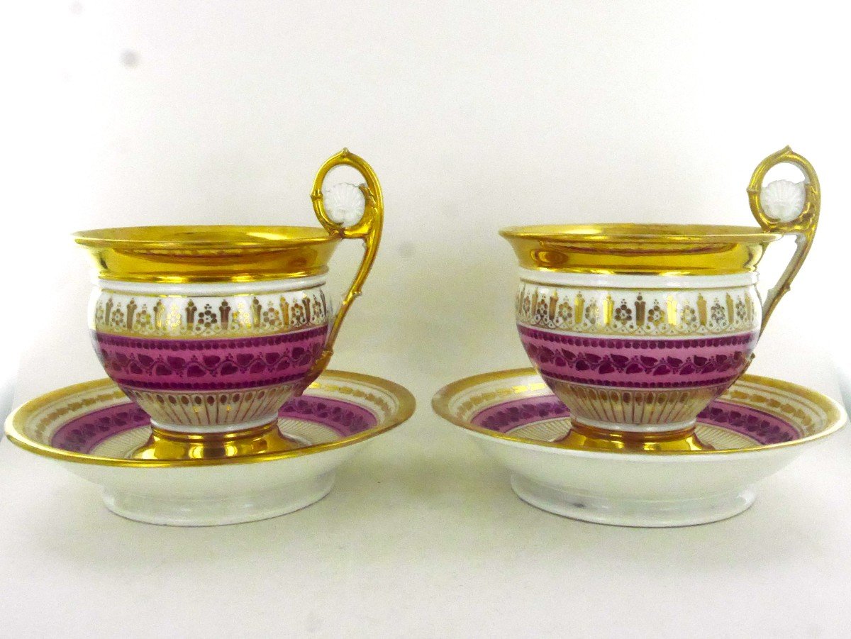 A Pair Of Hot Chocolate Cups In Paris Porcelain, 19th Century