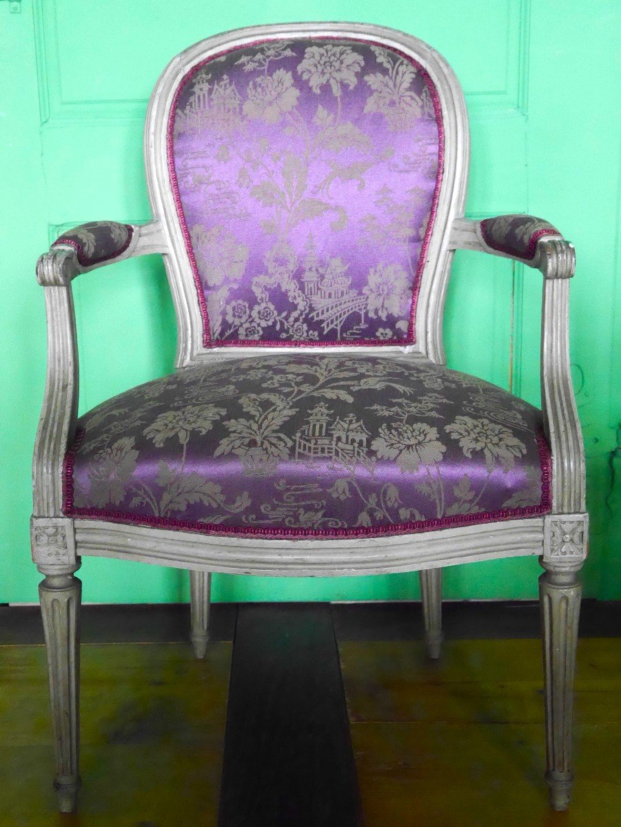 A Louis XVI Period Cabriolet Armchair Stamped Jb Sené, 18th Century-photo-2