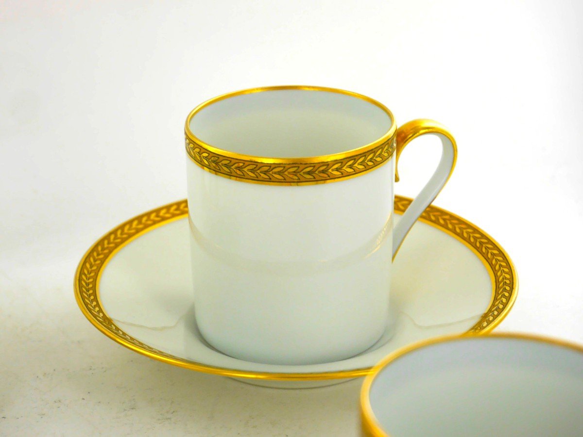 Suite De 6 Tasses à Café Et 6 Tasses à The De l'Ancienne Manufacture Royale De Limoges, XXe-photo-1