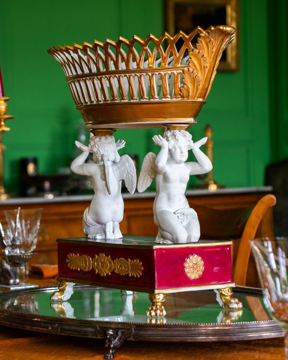 Centre De Table En Porcelaine De Paris Et Biscuit, Début XIXe-photo-3