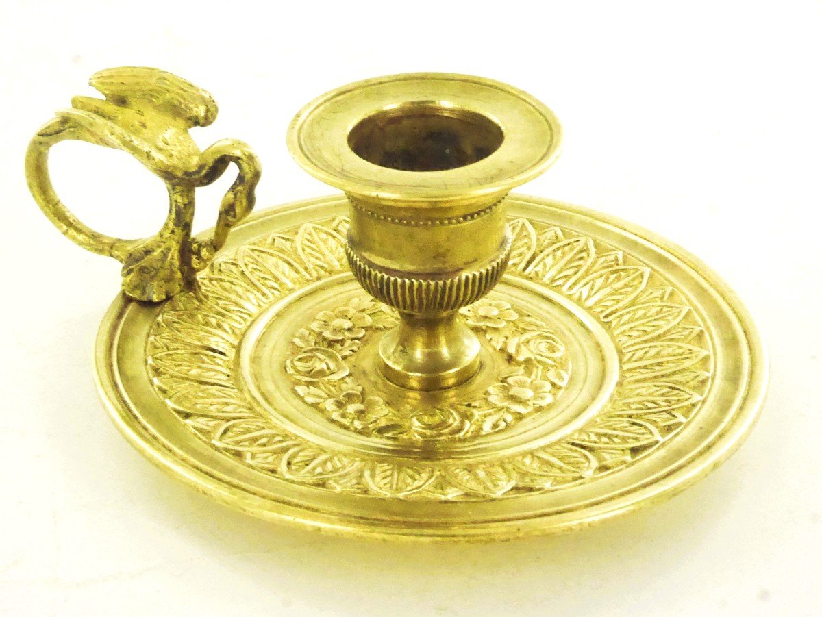 A 19th Century Gilt Bronze Hand Candle Holder-photo-2