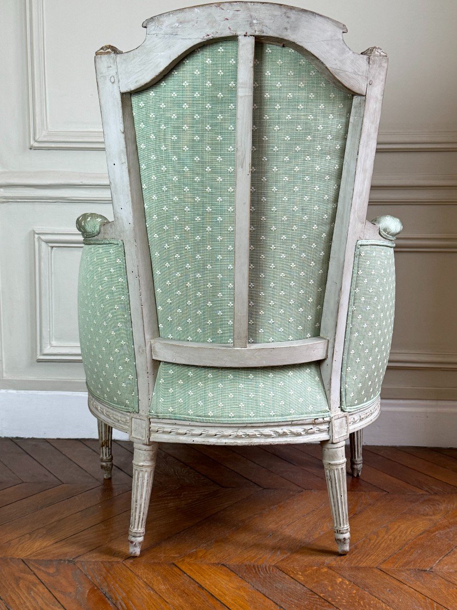 Bergère En Bois Laqué d'époque Louis XVI, XVIIIe-photo-6